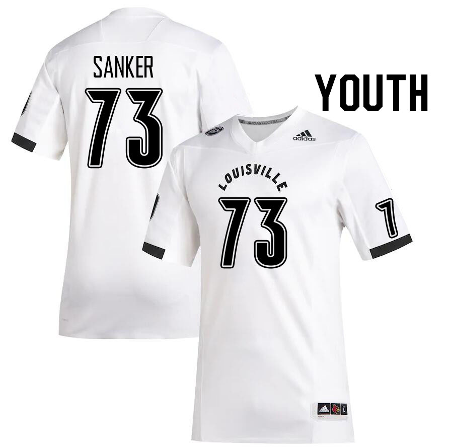 Youth #73 Madden Sanker Louisville Cardinals College Football Jerseys Stitched Sale-White